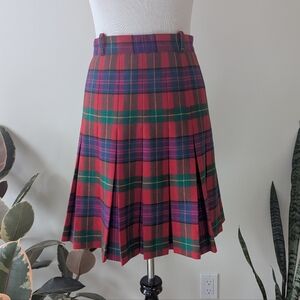 Vintage Pleated Wool Miniskirt Small Medium